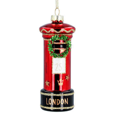 Gisela Graham Glass post box Hanging Decoration.