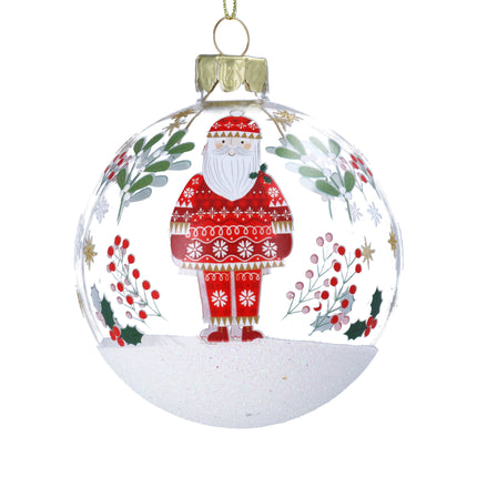 Gisela Graham Alpine Santa Glass Ball, 8cm