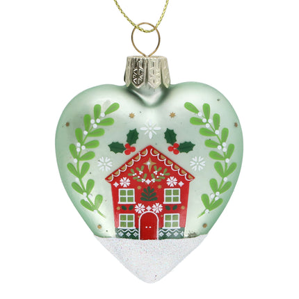 Gisela Graham Alpine Glass Heart, Matt Pale Green, 6cm