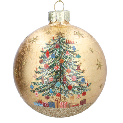 Gisela Graham Gold Leaf Nostalgia Tree Bauble, 8cm