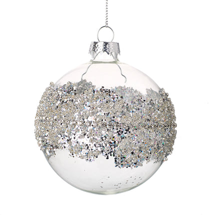 CLEAR GLASS BAUBLE WITH SILVER BEADS image 0