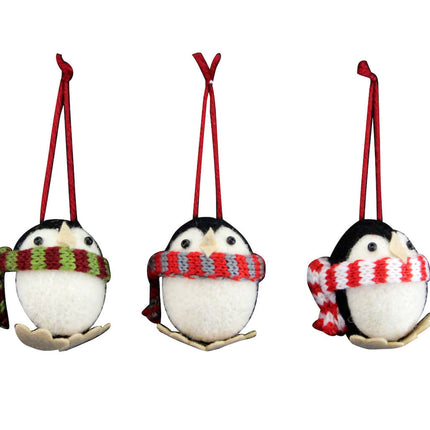 Wool Dec 6cm - Wool Mix Round Penguin with Scarf, 3 Assorted Designs image 0