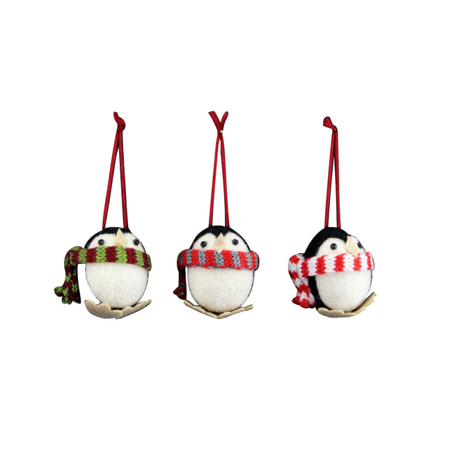 Wool Dec 6cm - Wool Mix Round Penguin with Scarf, 3 Assorted Designs image 0