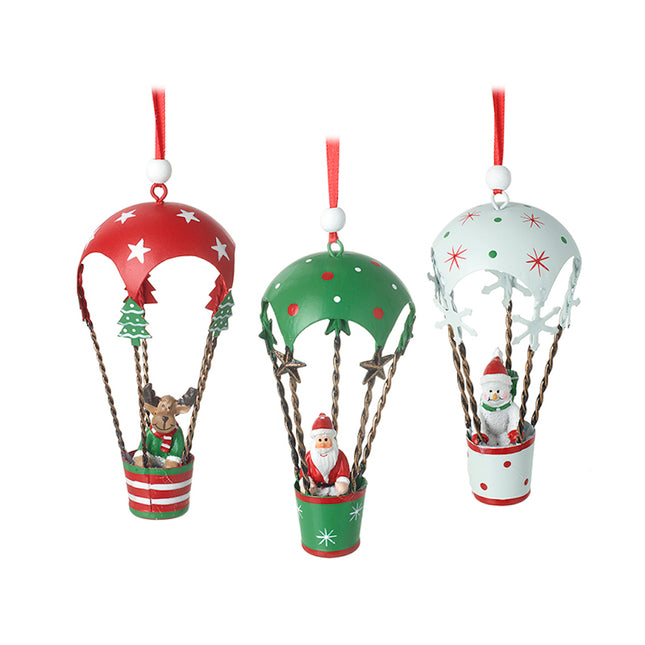 SANTA SNOWMAN &amp; DEER IN HOT AIR BALLOONS image 0