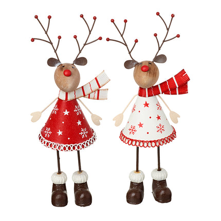 METAL DEER WTH SCARVES (Red &amp; White Assorted Designs) image 0