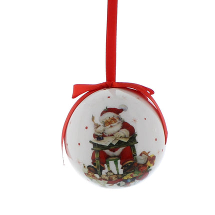 Santa &amp; list Decoupage bauble image 0