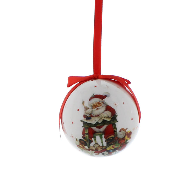 Santa &amp; list Decoupage bauble image 0