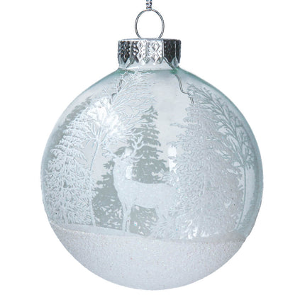 Glass Bauble 8cm - Clear/White Tree image 0