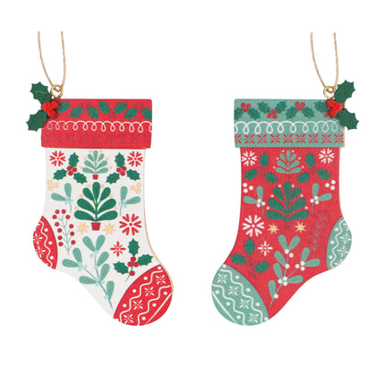 Gisela Graham Alpine Wood Stocking Decoration, 9cm