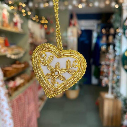 Embroidered Mini White &amp; Gold Decorations image 4