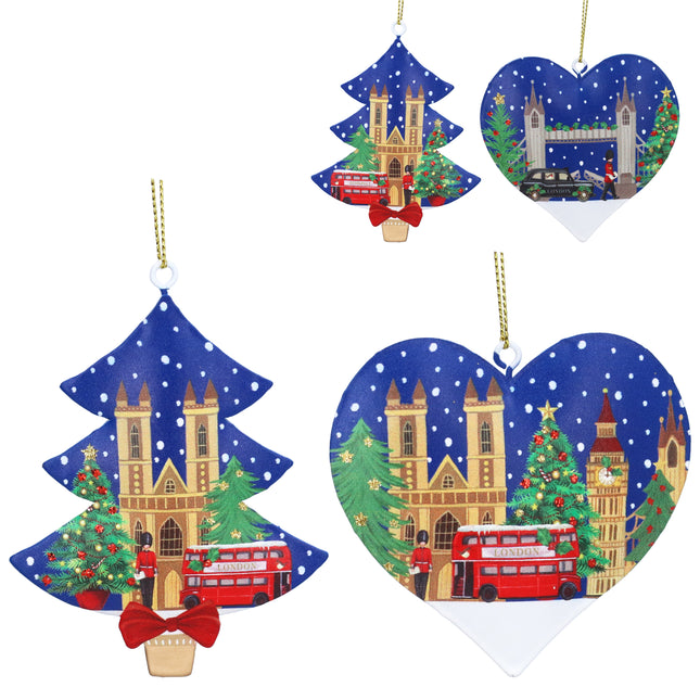 Gisela Graham London Scene Tin Decoration, Blue