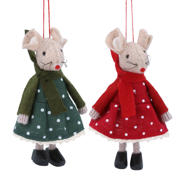 Fabric Mouse in Polka Dot Dress Decoration, 12cm