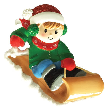 Personalised Sledding Child hanging decoration image 0