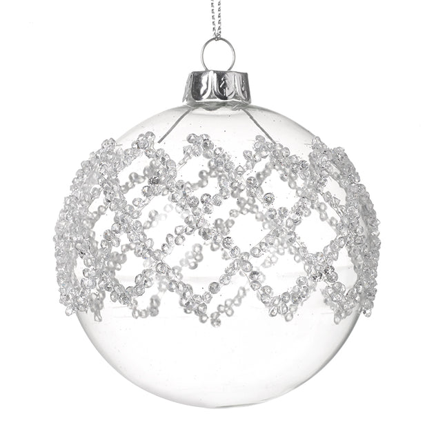 CLEAR GLASS BAUBLE WITH BEADS DECORATION image 0