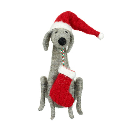 FELT DOG WITH HAT & STOCKING image 0