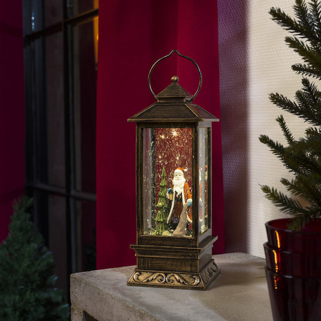 Vintage Christmas Light Up Lantern with Santa &amp; Tree image 0