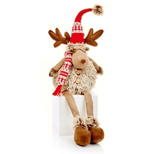 sitting fluffy reindeer with long legs image 0