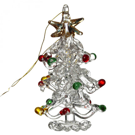 HANGING GLASS XMAS TREE W/COLOUR BAUBLES image 0