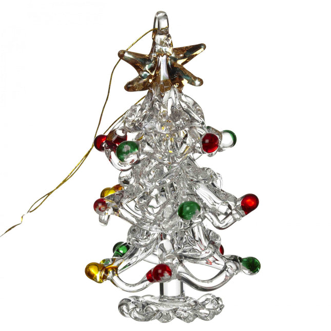 HANGING GLASS XMAS TREE W/COLOUR BAUBLES image 0