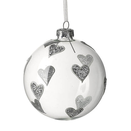 CLEAR GLASS BAUBLE WITH SILVER DESIGN image 0