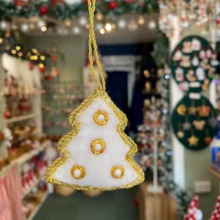 Embroidered White &amp; Gold Decorations image 1