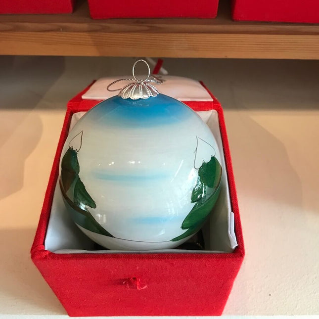 Hand Painted Glass Bauble - Santa &amp; Polar Bear image 1