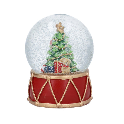 Gisela Graham Snow Globe, Bear with Tree and Red Drum, 8cm
