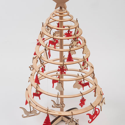 Spira Mini Pop-Up Wooden Christmas Tree with Decoration Set
