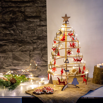 Spira Mini Pop-Up Wooden Christmas Tree with Decoration Set