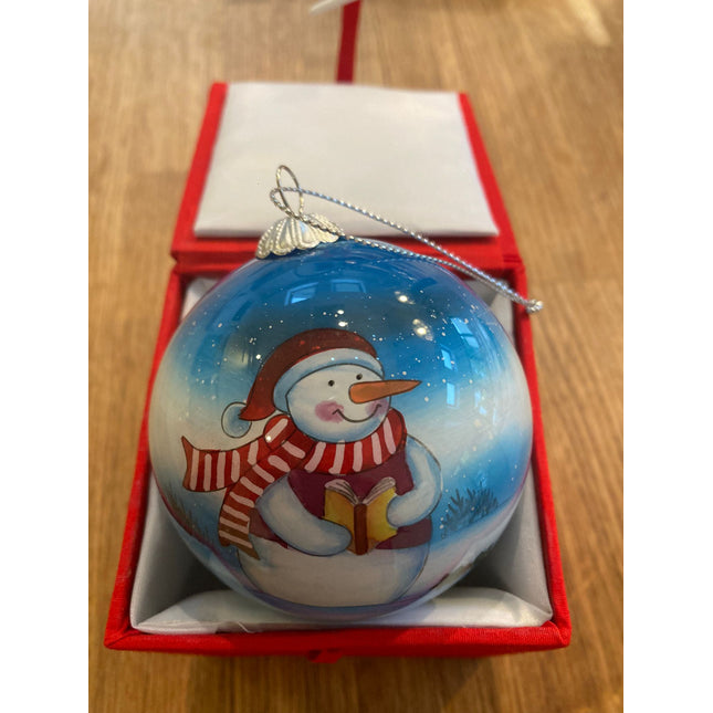 Hand painted Glass Bauble - Snowman Carollers image 0