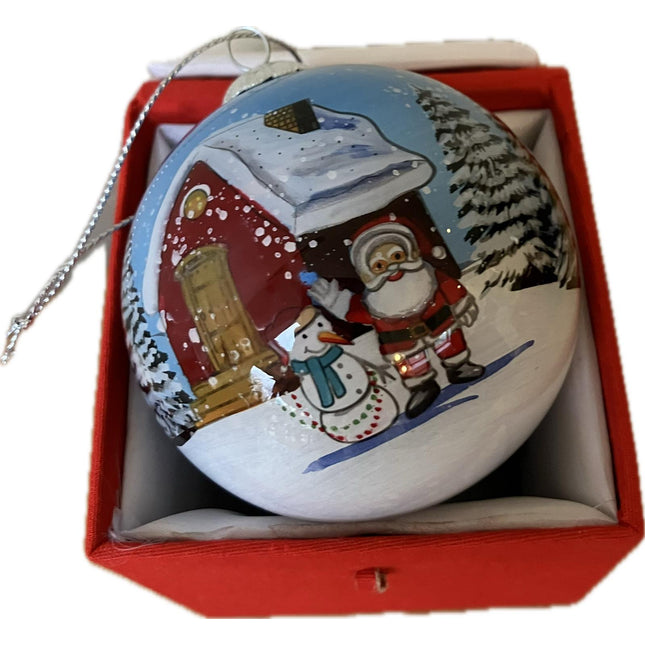 Hand Painted Glass Bauble - Santa in the snow image 0
