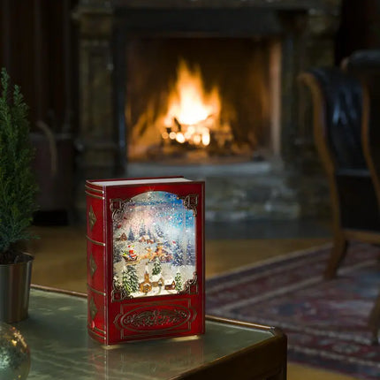 Vintage Book Light-Up Water Lantern – Santa on His Sleigh