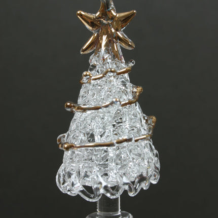 GLASS CHRISTMAS TREE WITH GOLD GARLAND image 0