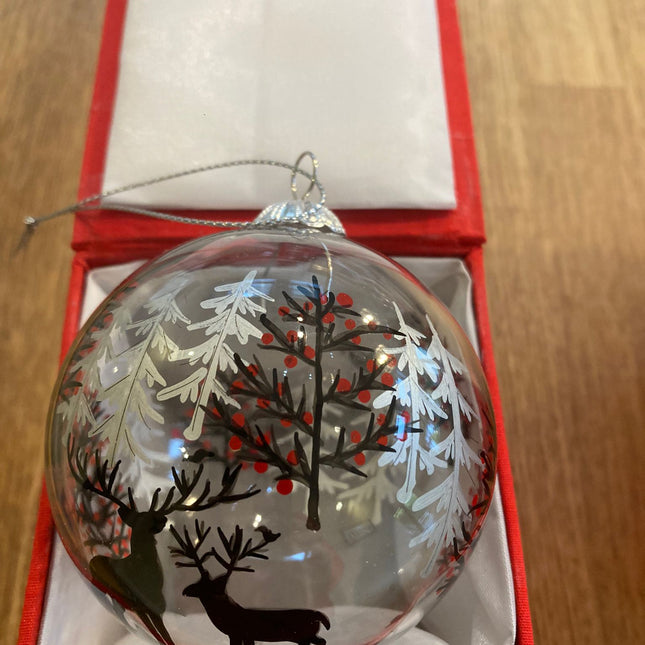Hand painted Glass Bauble -Woodland Silohuette image 1