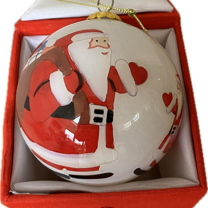 Hand Painted Glass Bauble - Jolly Santa &amp; Sack image 0