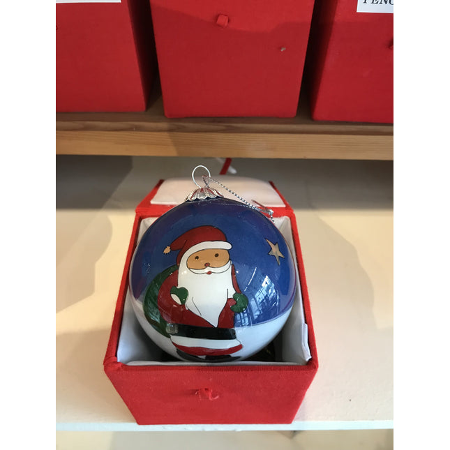 Hand Painted Glass Bauble - Santa with sack image 0