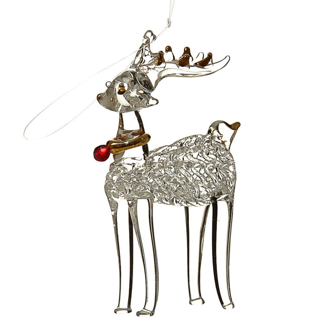 GLASS REINDEER HANGING DECORATION image 0