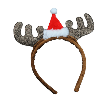 Fabric Glitter Antlers with Holly/Hat Hairband - with Hat image