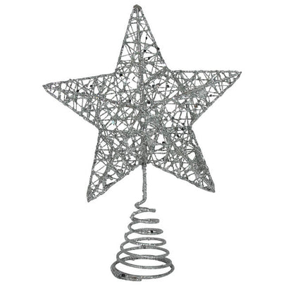 Tree Topper 20cm - Silver Mesh Wire Star image 0