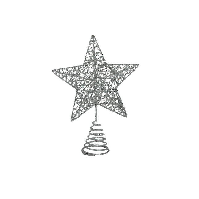 Tree Topper 20cm - Silver Mesh Wire Star image 0