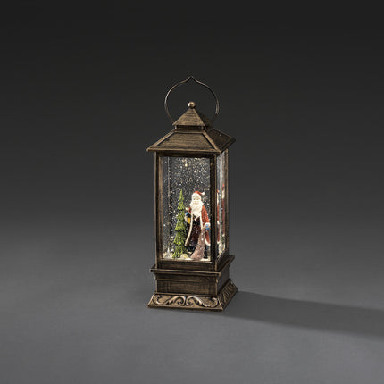 Vintage Christmas Light Up Lantern with Santa &amp; Tree image 1