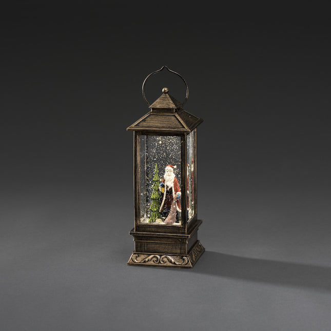 Vintage Christmas Light Up Lantern with Santa &amp; Tree image 1