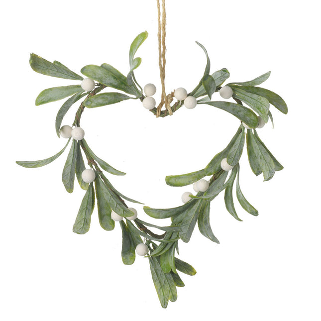 HANGING MISTLETOE HEART DECORATION image 0