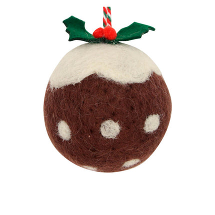 Wool Mix Brown Christmas Pudding Decoration image 0