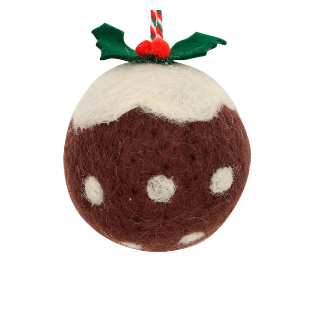 Wool Mix Brown Christmas Pudding Decoration image 0