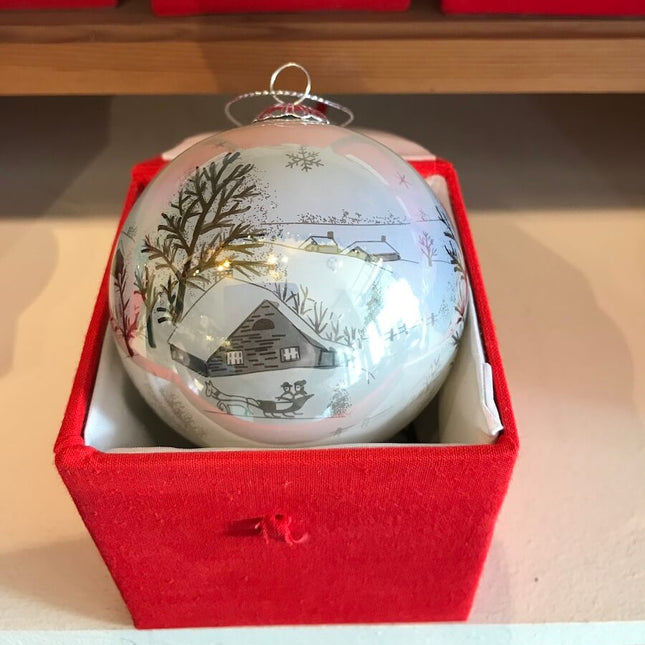 Hand Painted Glass Bauble - Pearlescent Village Scene image 1