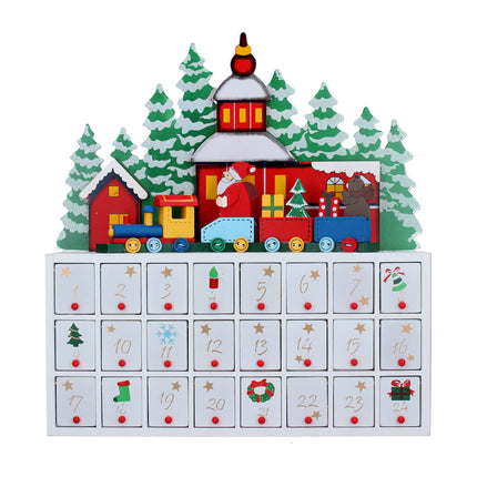 Santa on train wood advent calendar box image 0