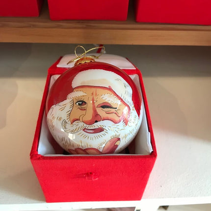 Hand Painted Glass Bauble - Thumbs Up Santa image 0