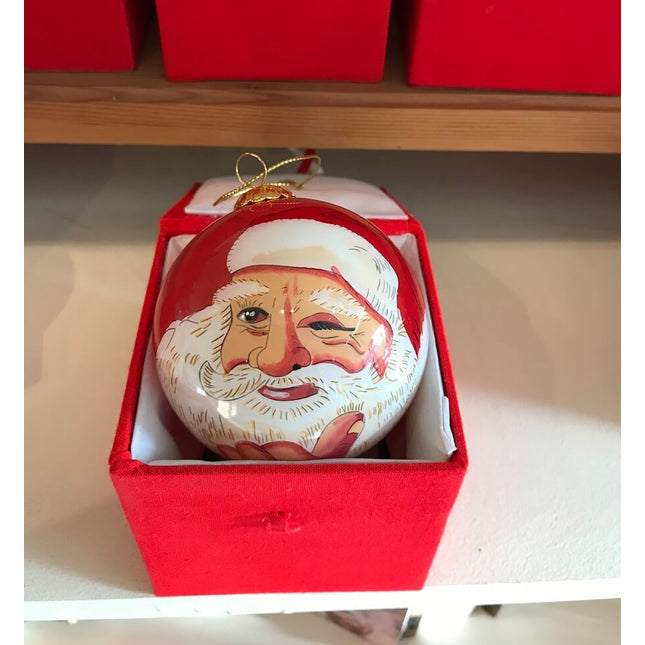 Hand Painted Glass Bauble - Thumbs Up Santa image 0