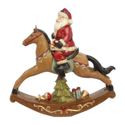 Resin Orn 24cm - Santa on Rocking Horse image 0